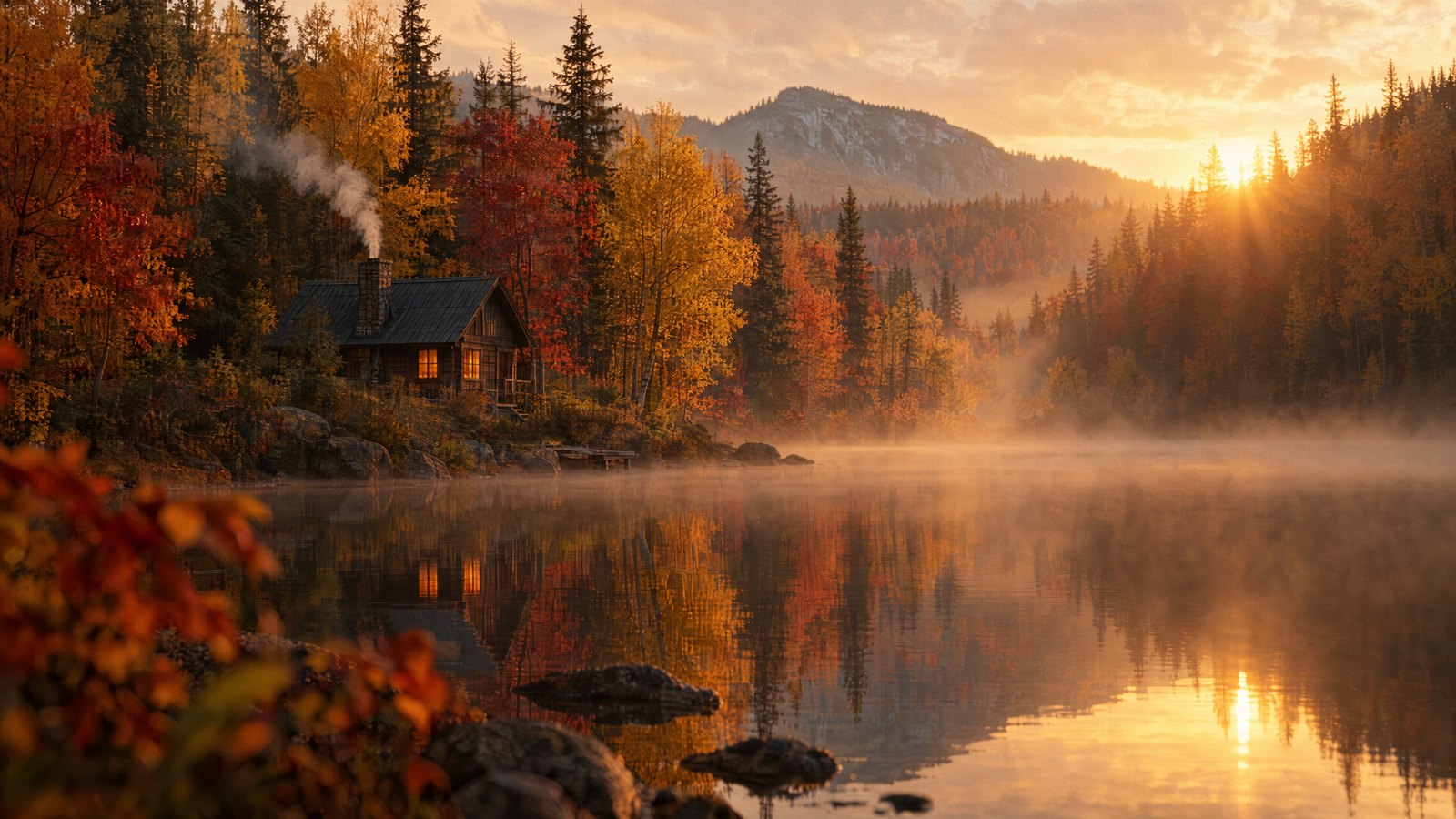 Cabin in the golden forest