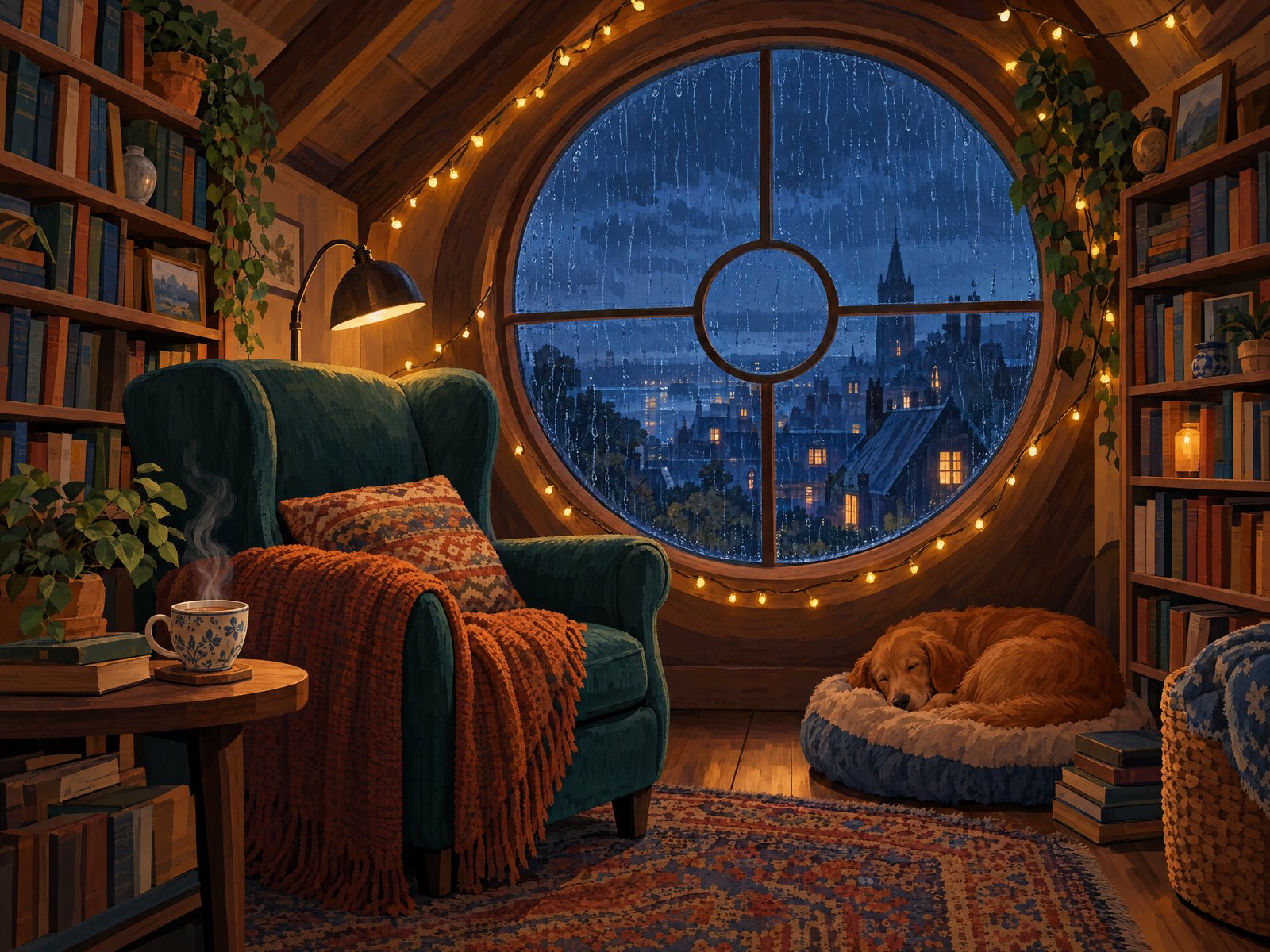 Rainy reading room