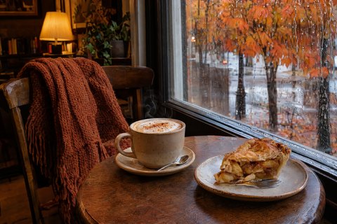Rainy autumn café